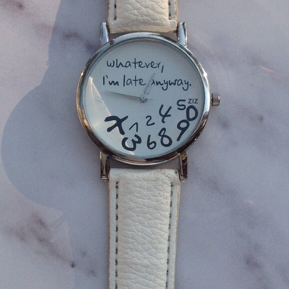 Novelty Procrastinator's Quartz Watch "Whatever, I'm late anyway" Zany Numerals - Picture 3 of 13